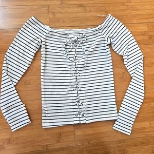 SERIOUSLY SOFT xs women's fitted tie front t-shirt. Long sleeve. Stretchy. Photo